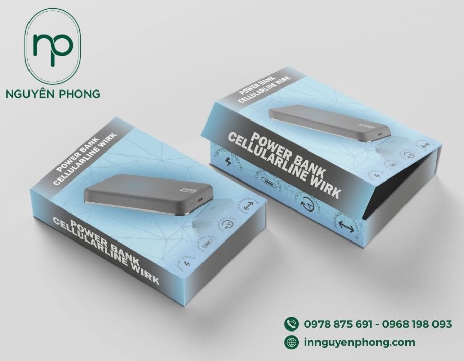 Mẫu hộp giấy đựng sạc dự phòng dạng nam châm 